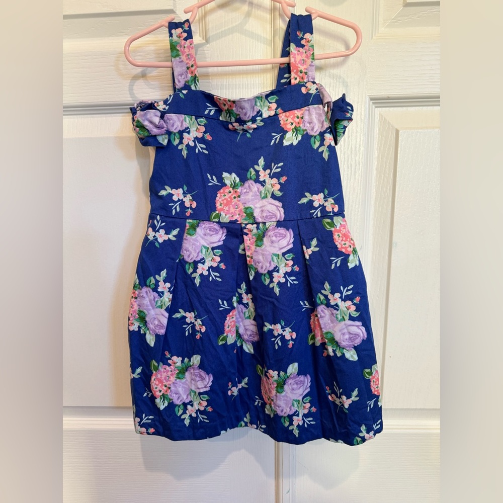 Janie and Jack Blue Sleeveless Floral Dress Size 4